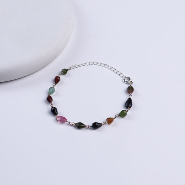 Silver Ganthan Bracelet with Tourmaline Stones