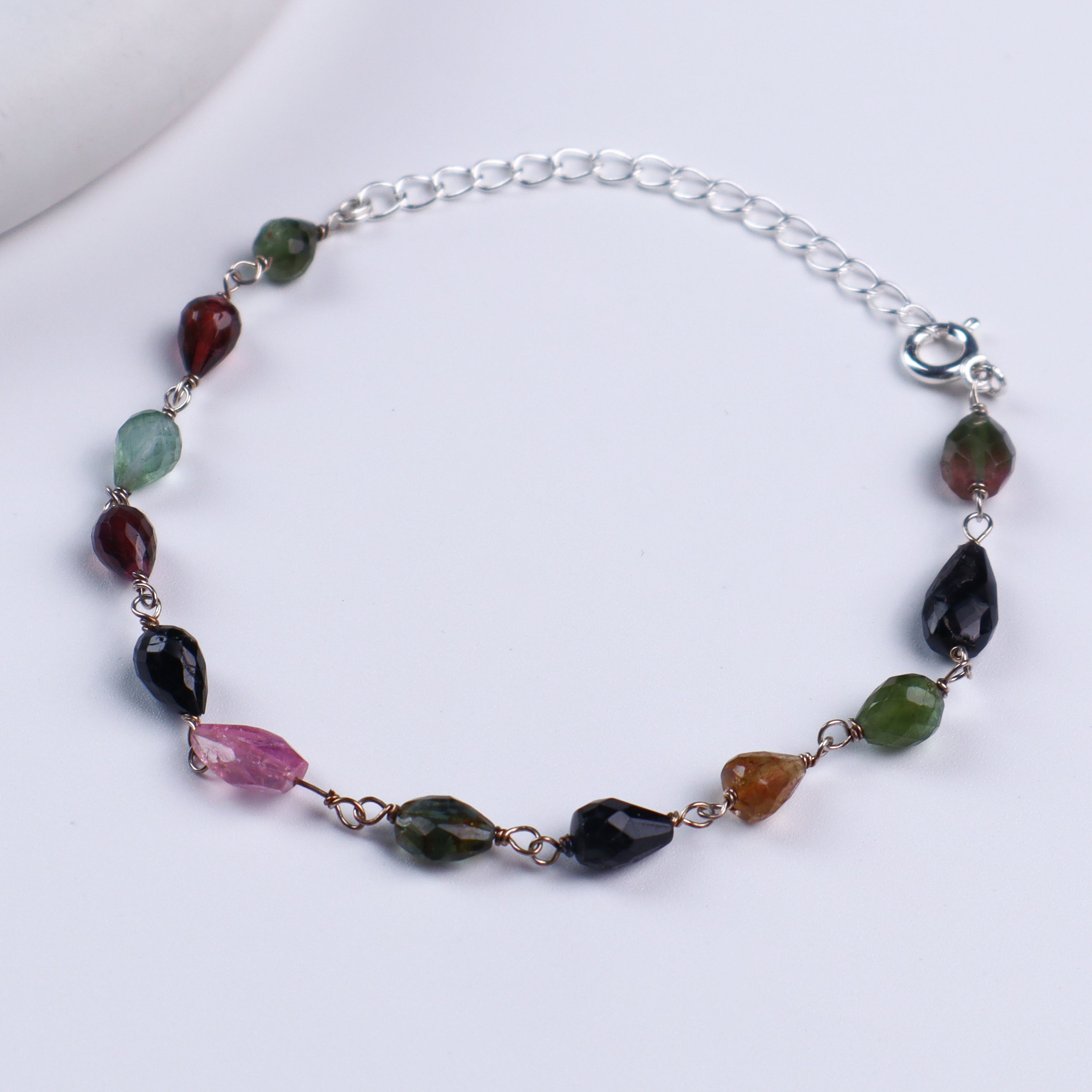 Silver Ganthan Bracelet with Tourmaline Stones
