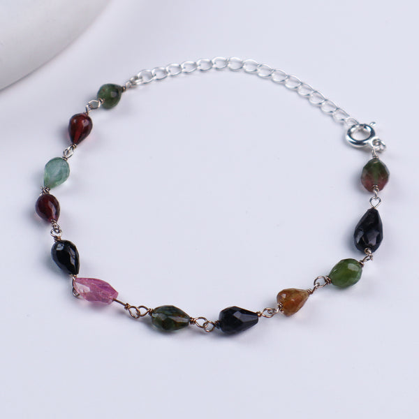 Silver Ganthan Bracelet with Tourmaline Stones