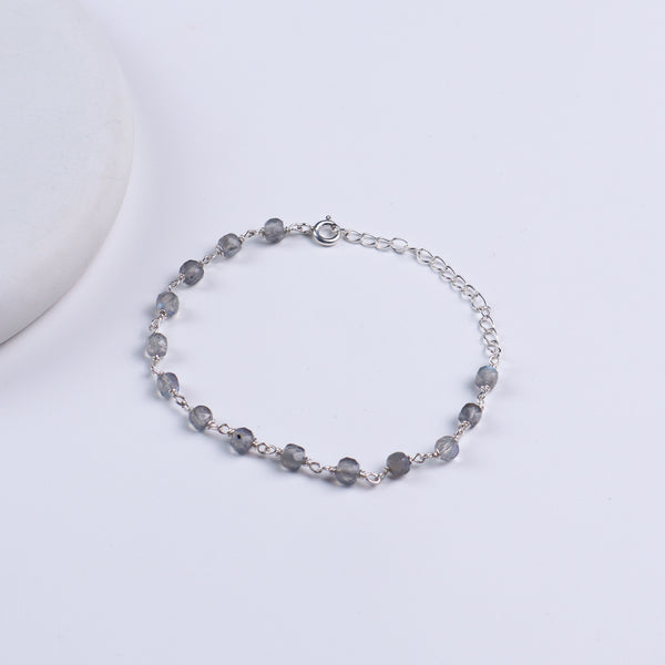 Silver Ganthan Bracelet with Labradorite Stones