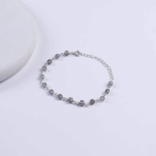 Silver Ganthan Bracelet with Labradorite Stones