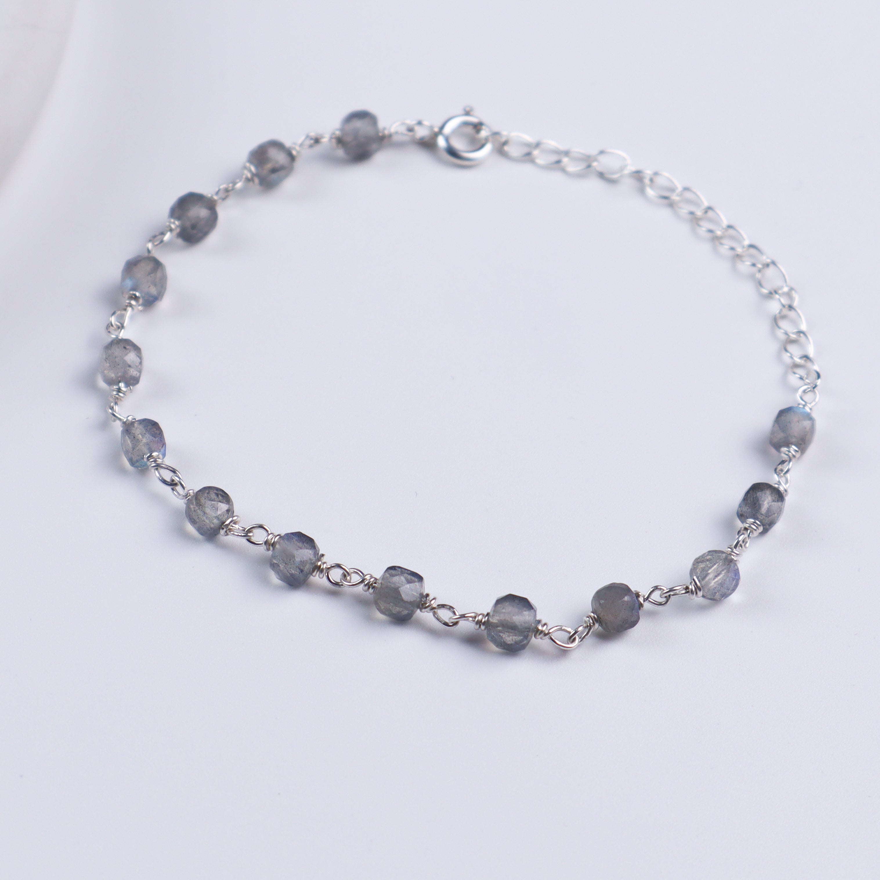 Silver Ganthan Bracelet with Labradorite Stones