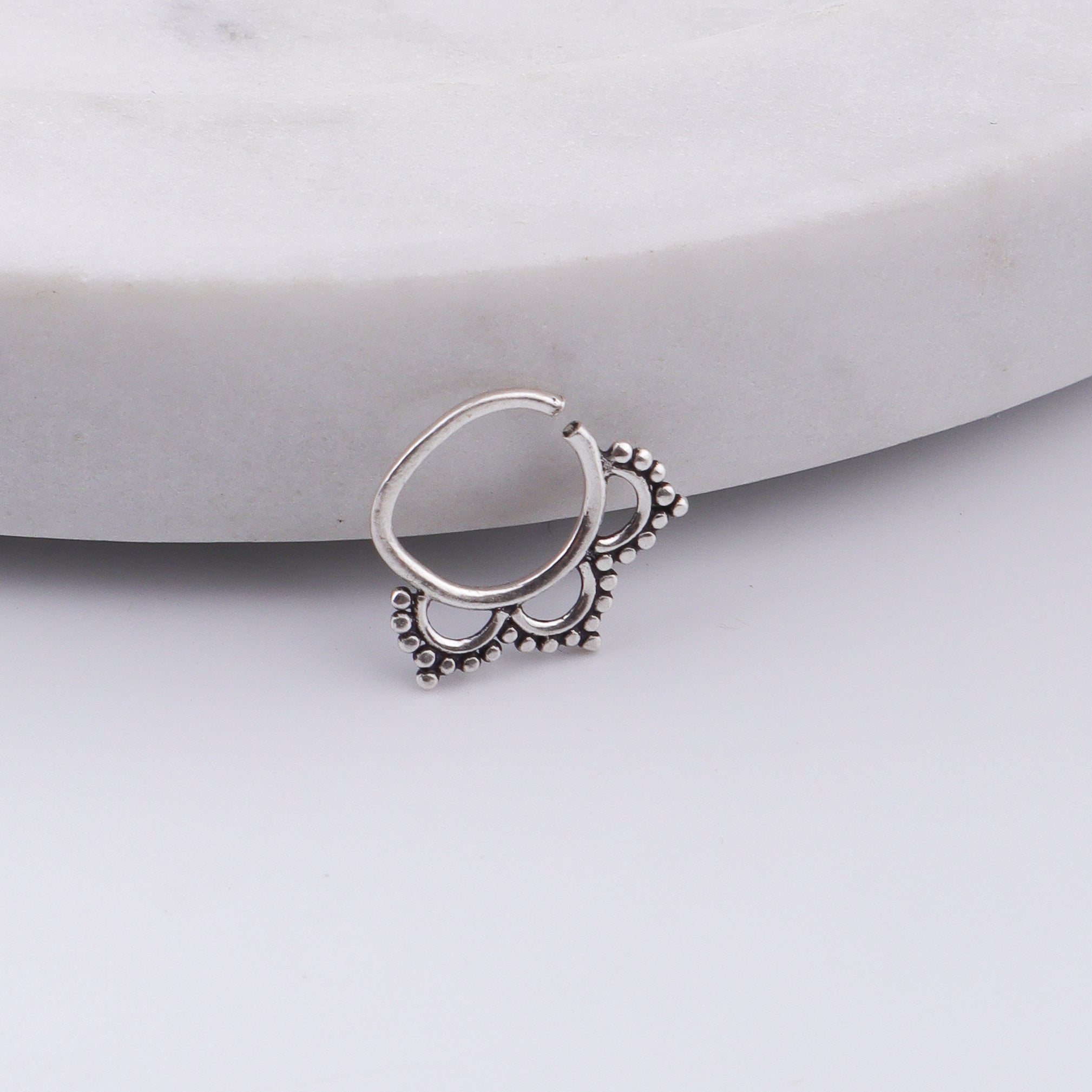 Oxidised Petal Septum Cum Nose Ring (Pierced)