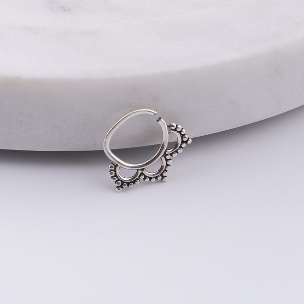 Oxidised Petal Septum Cum Nose Ring (Pierced)