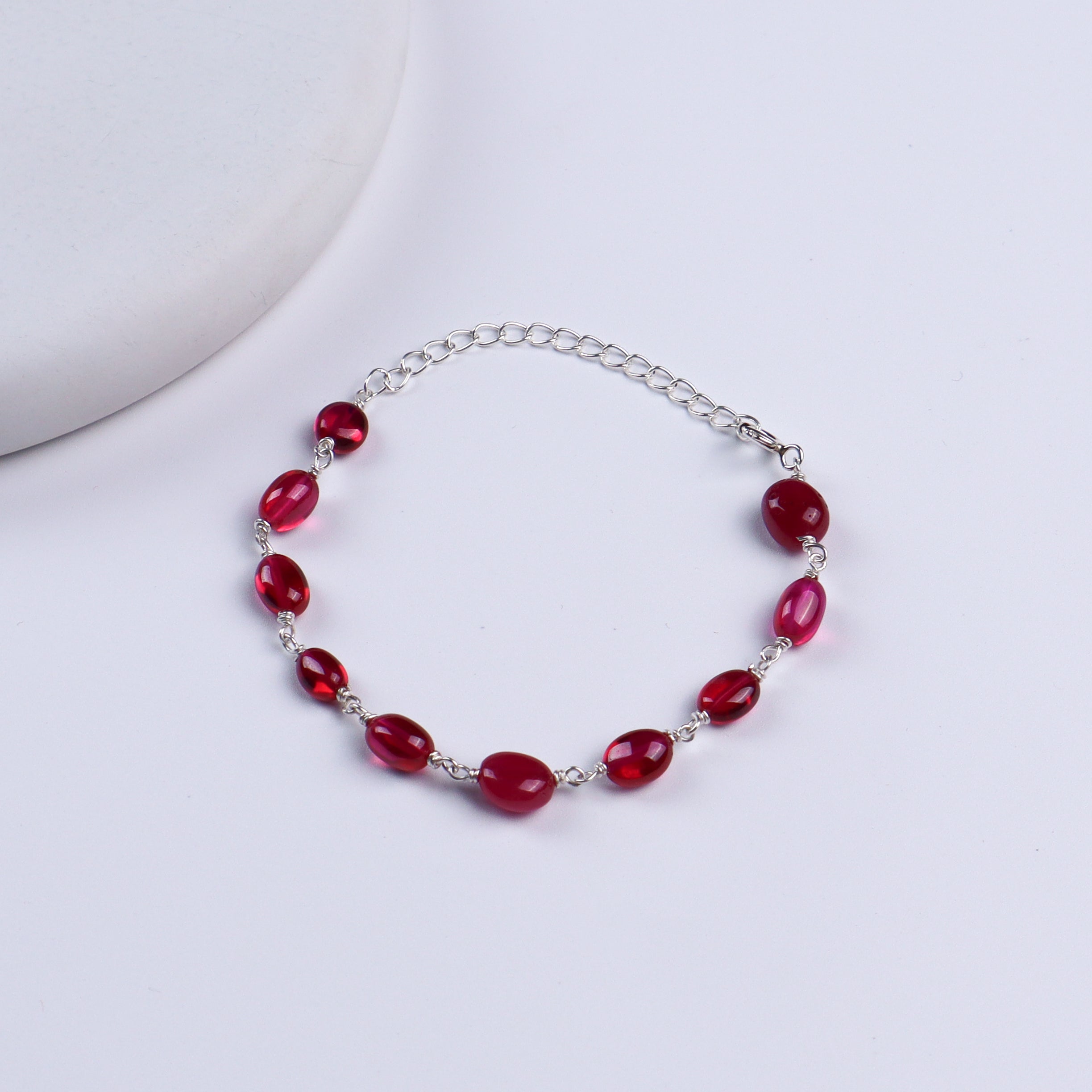 Ruby Silver Ganthan Bracelet