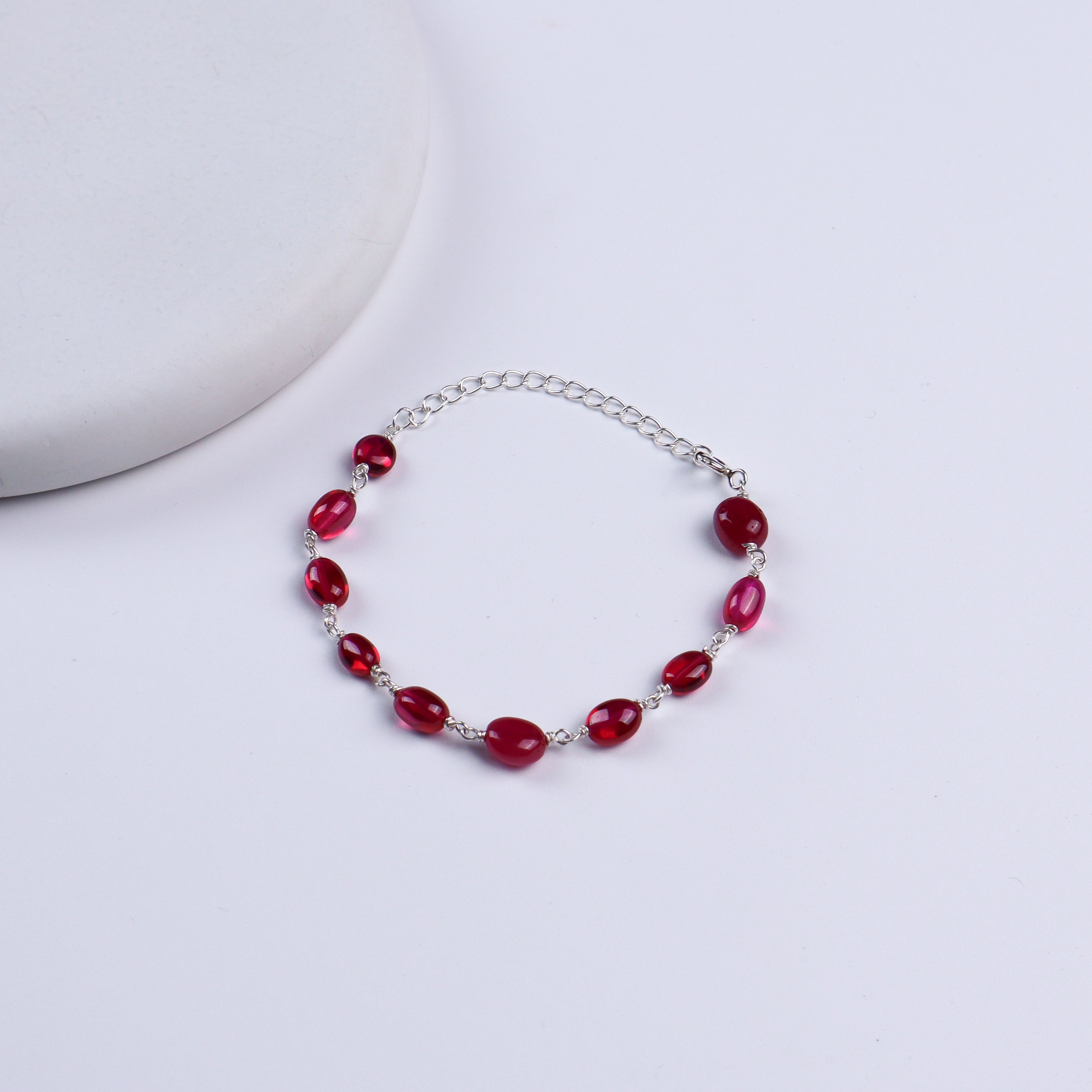 Ruby Silver Ganthan Bracelet