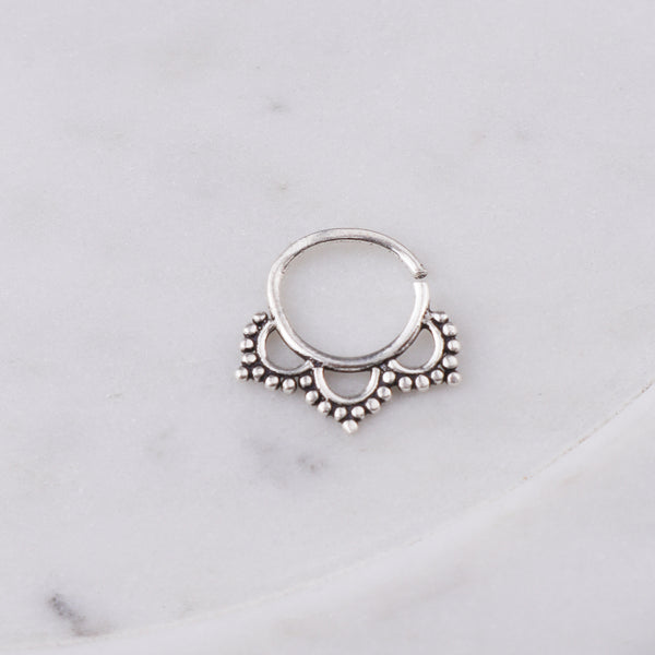 Oxidised Petal Septum Cum Nose Ring (Pierced)