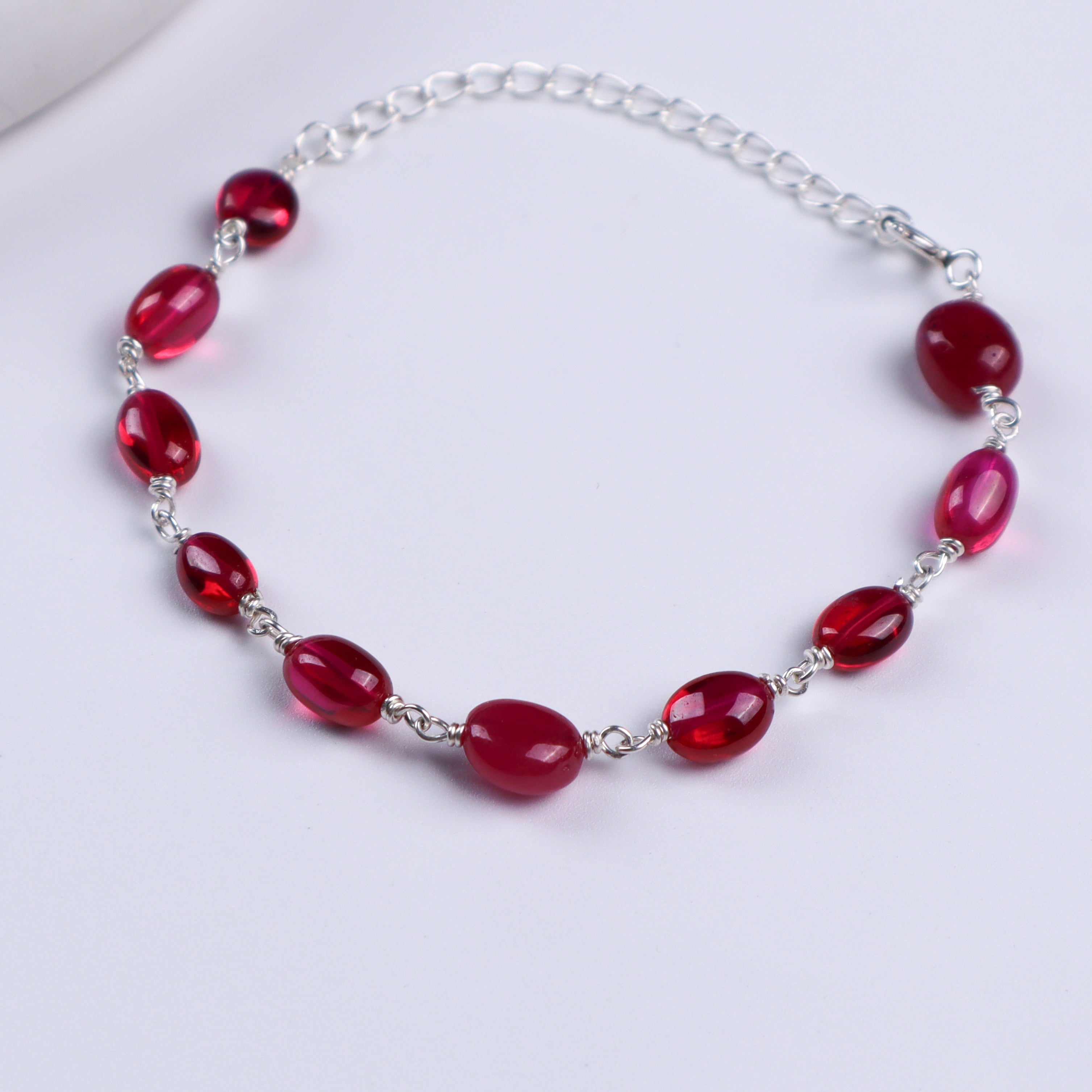 Ruby Silver Ganthan Bracelet