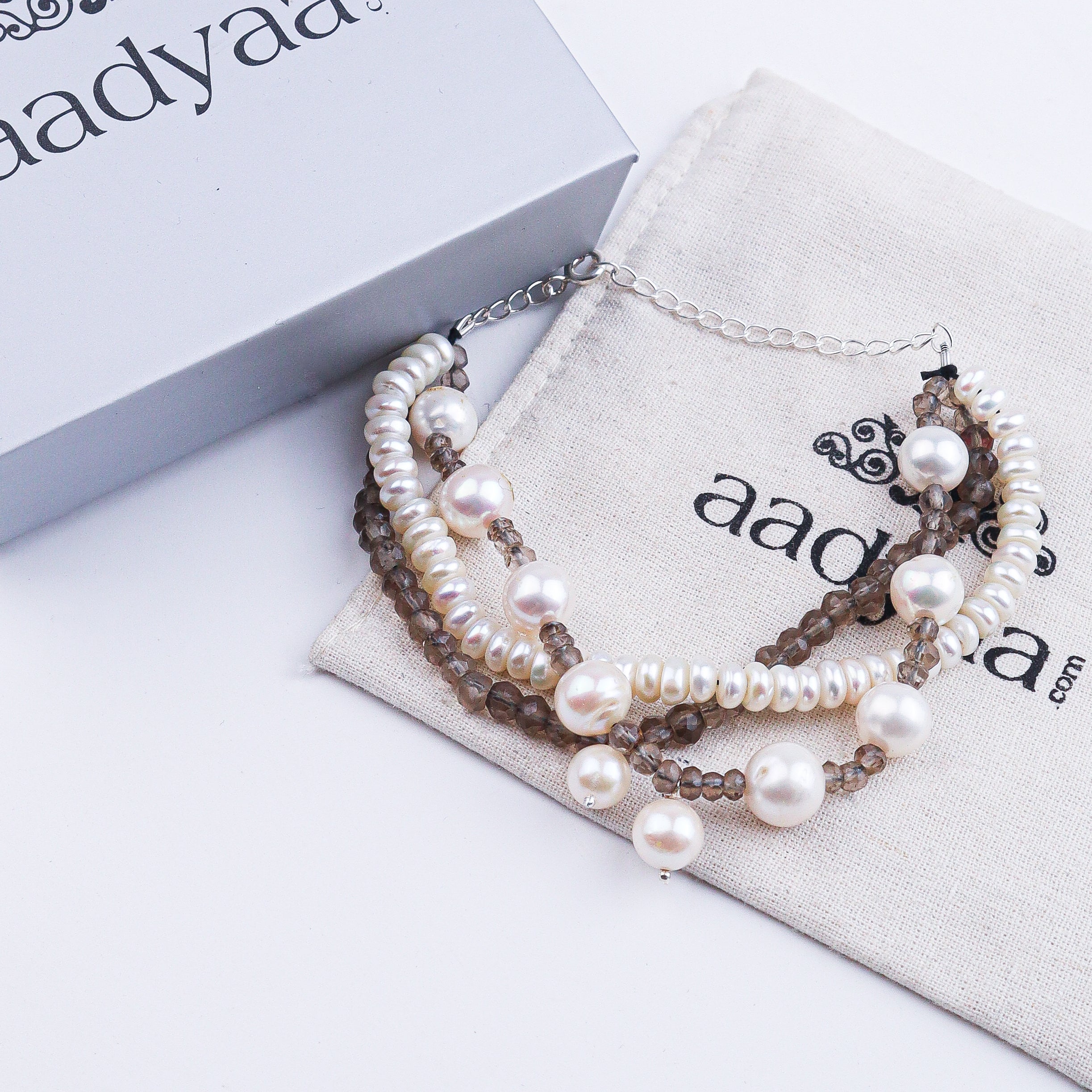 Smoky Quartz & Freshwater Pearl Bracelet