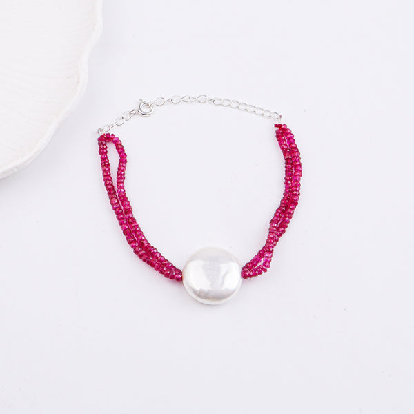 Rubies & Coin Pearl Bracelet