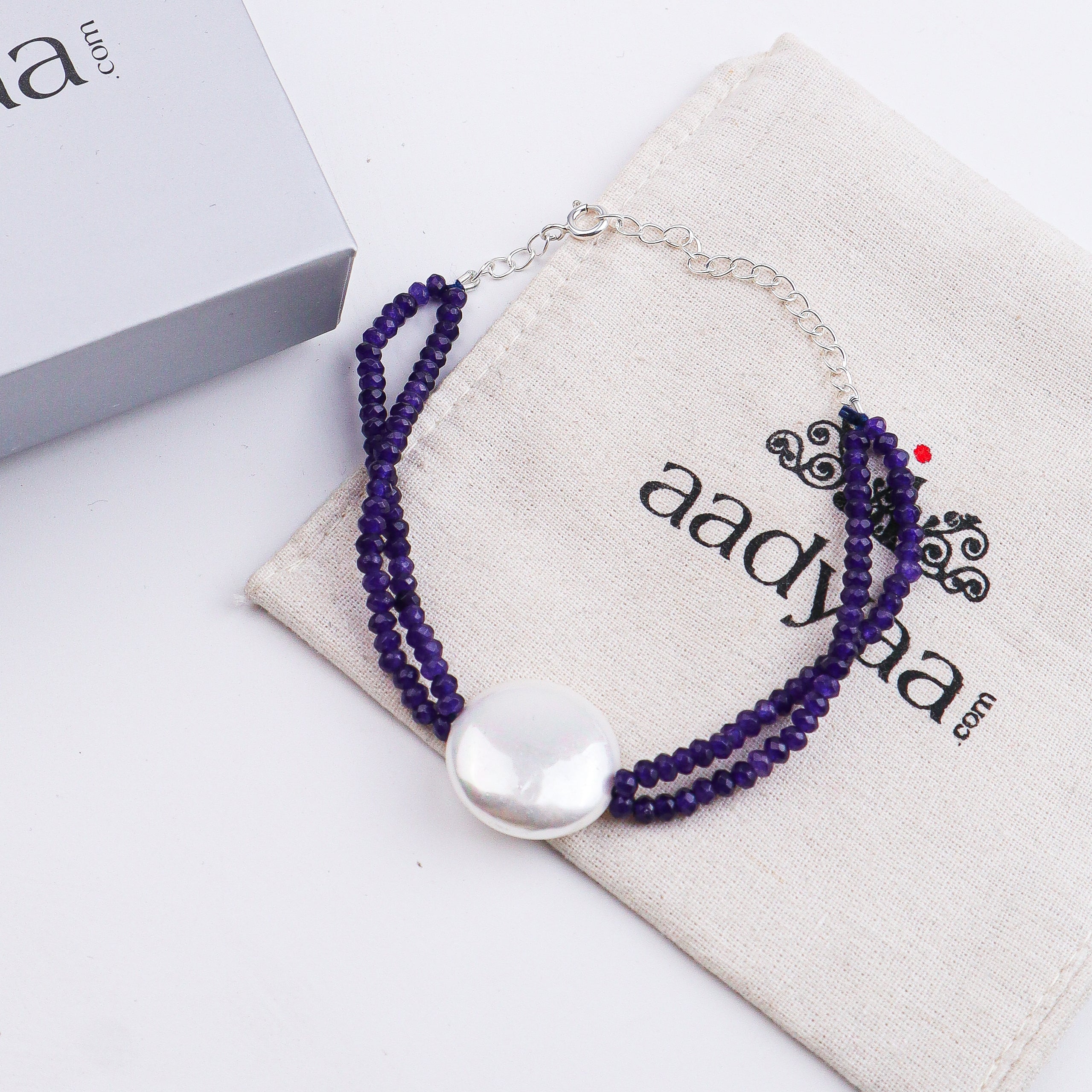 Purple Jade & Coin Pearl Bracelet