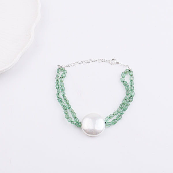 Rusian Quartz & Coin Pearl Bracelet
