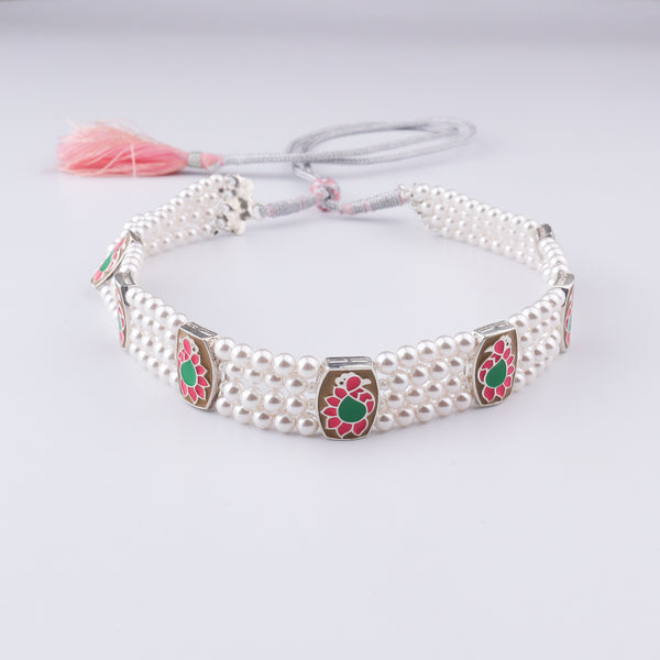 Peacock & Pearl Silver Choker