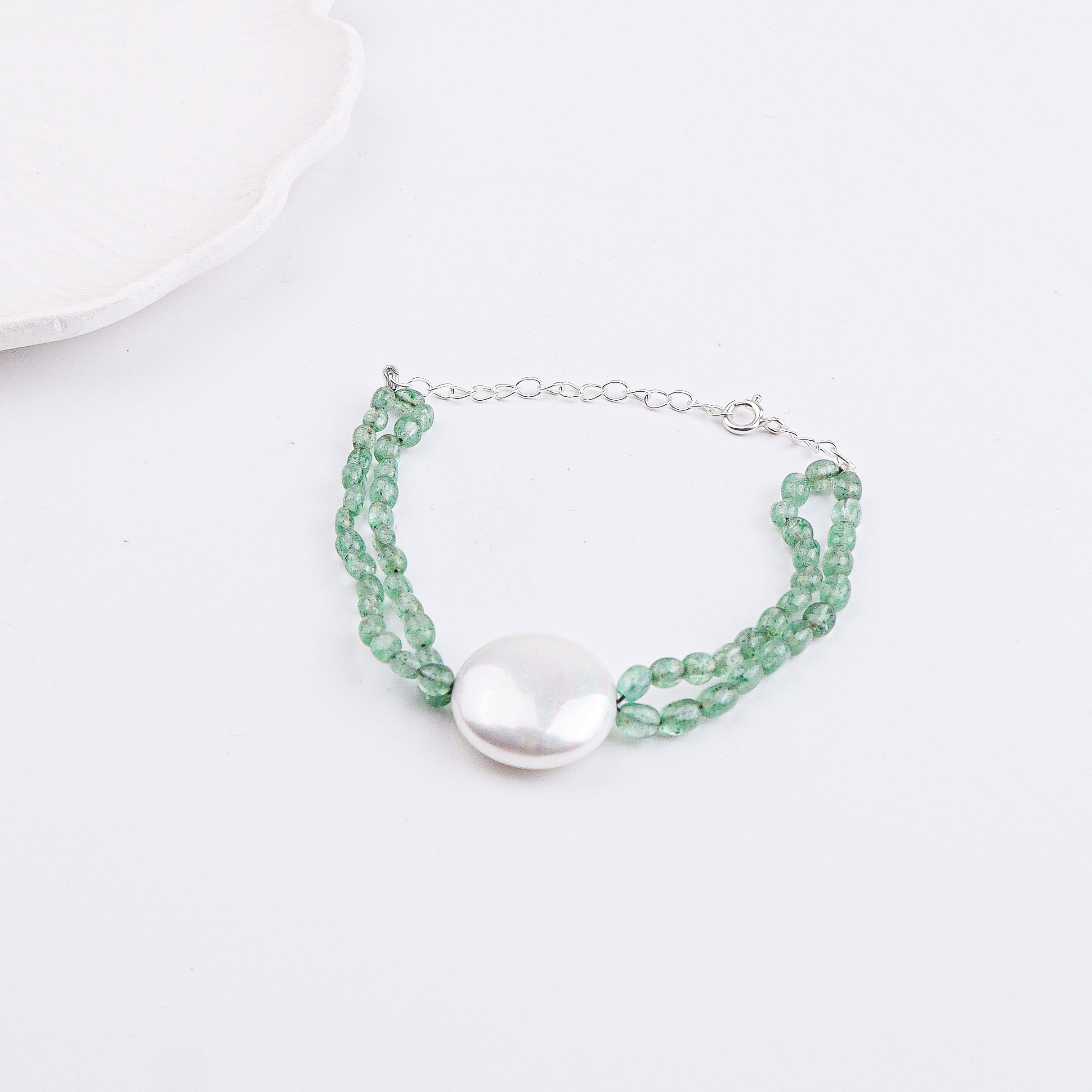 Rusian Quartz & Coin Pearl Bracelet