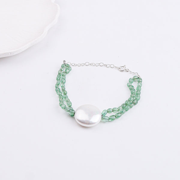 Rusian Quartz & Coin Pearl Bracelet