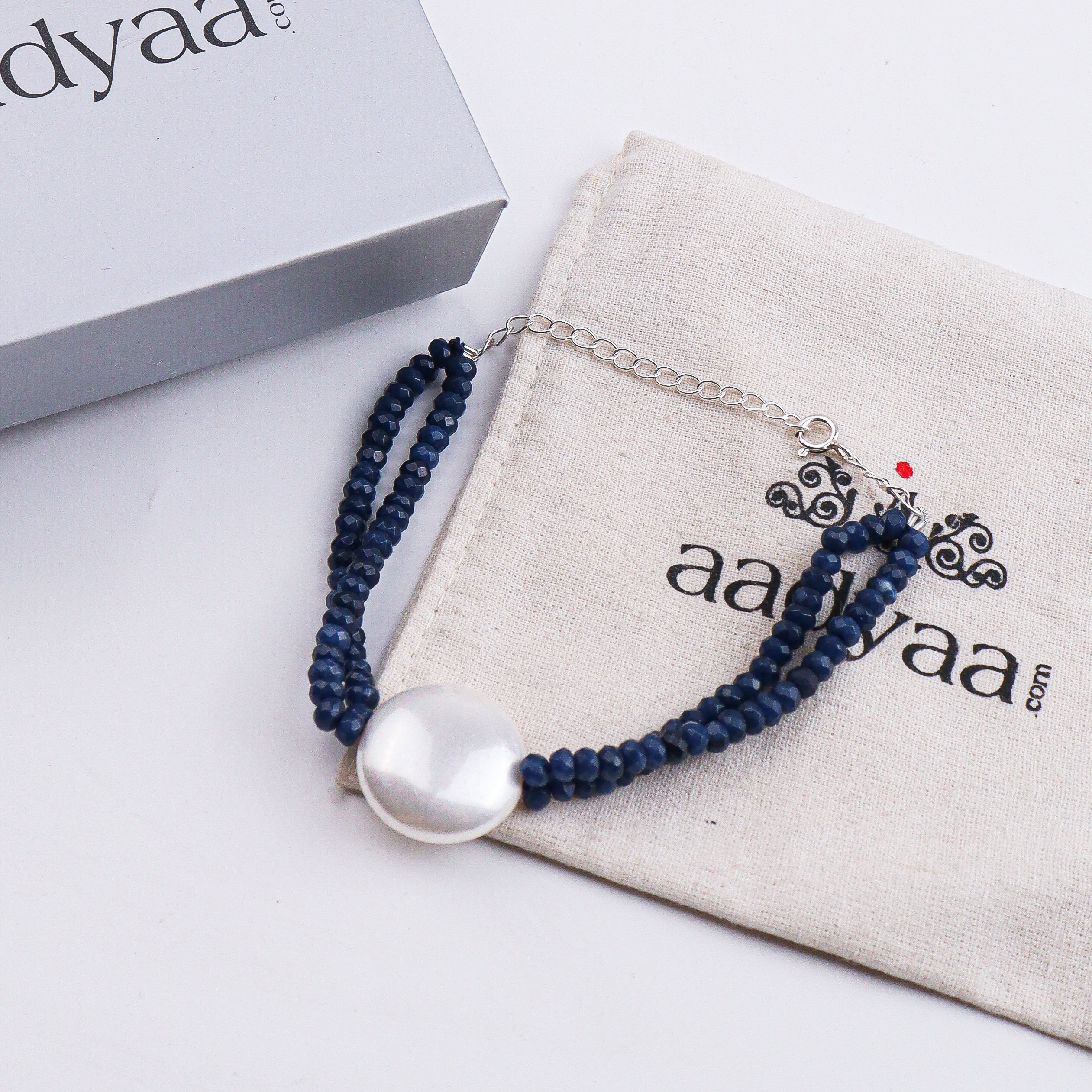 Blue Jade & Coin Pearl Bracelet