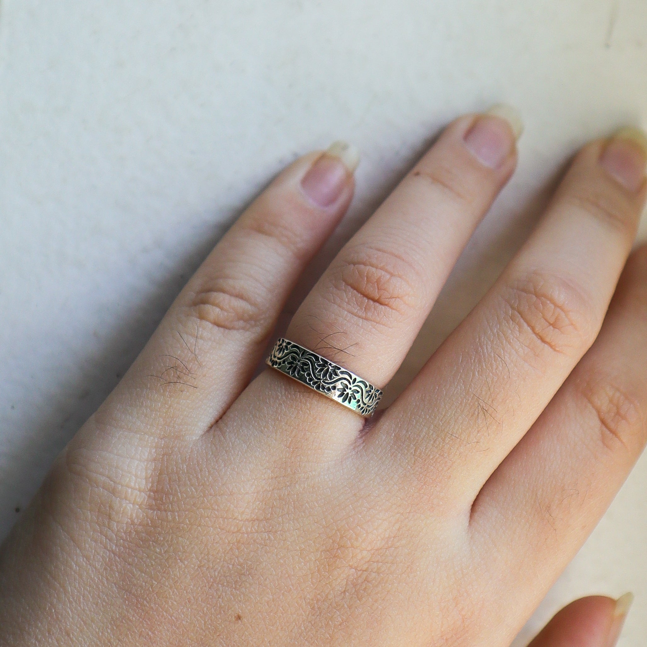 Petals Band Silver Ring