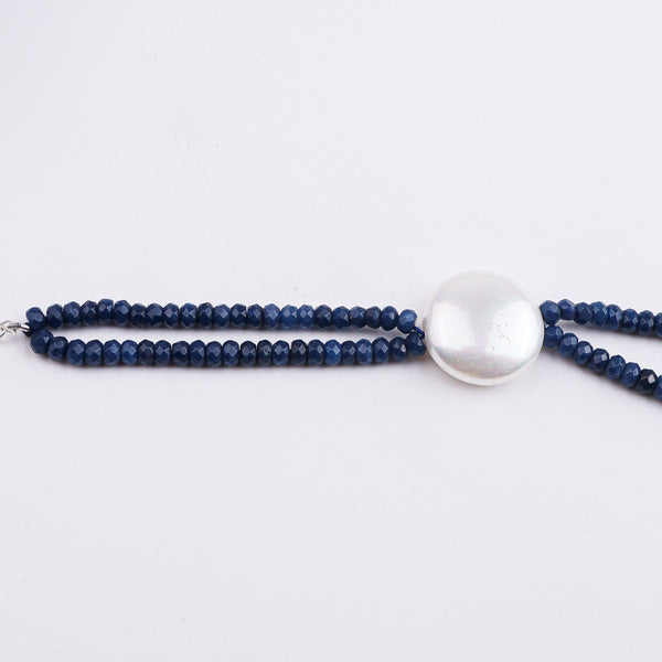 Blue Jade & Coin Pearl Bracelet