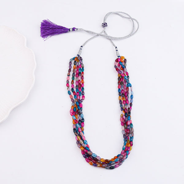 Multicolor Multi Agate Twisted Necklace
