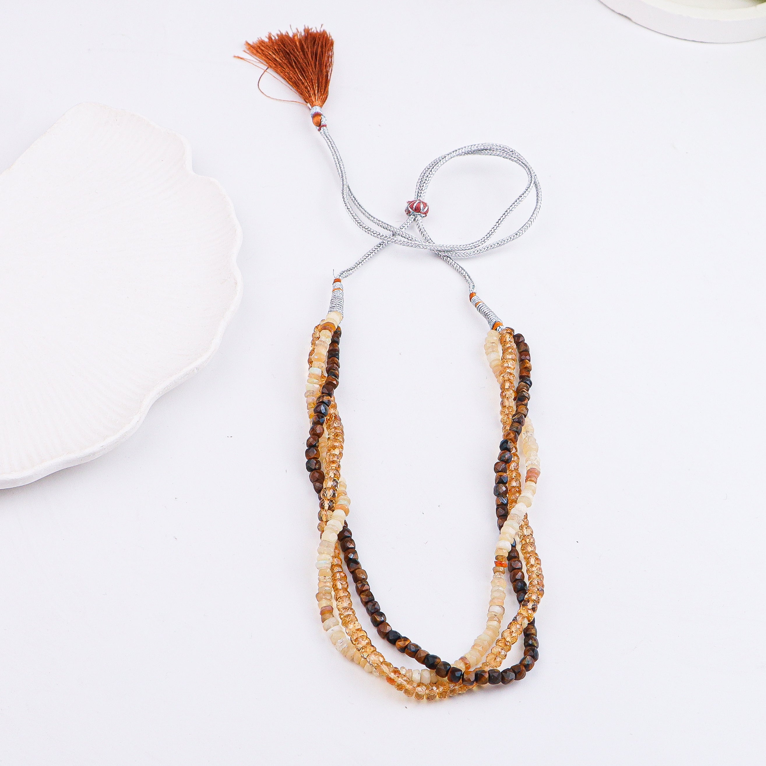 Tiger Eye & Citrine Twisted Necklace