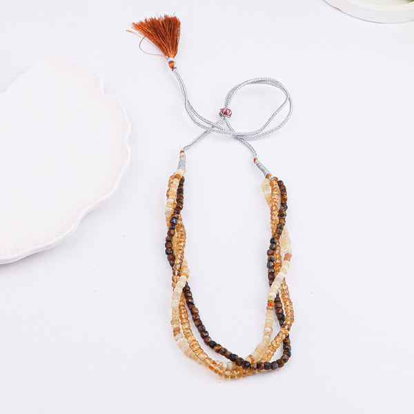 Tiger Eye & Citrine Twisted Necklace