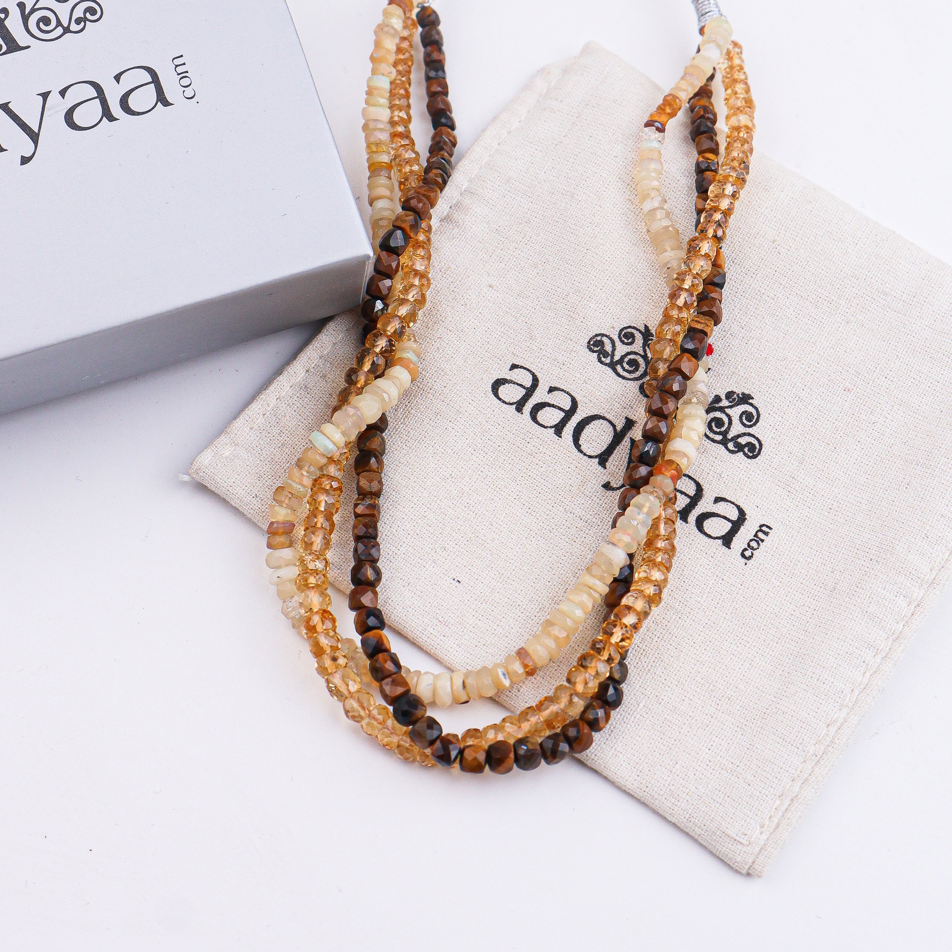 Tiger Eye & Citrine Twisted Necklace