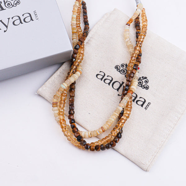 Tiger Eye & Citrine Twisted Necklace
