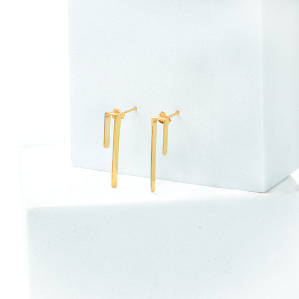 Silver Workwear Earrings : Asymmetric |  92.5 Silver | 22K Gold Plated