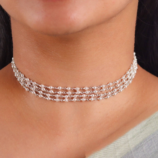 Close-up of Pearl Ganthan Choker with intricate pearl detailing