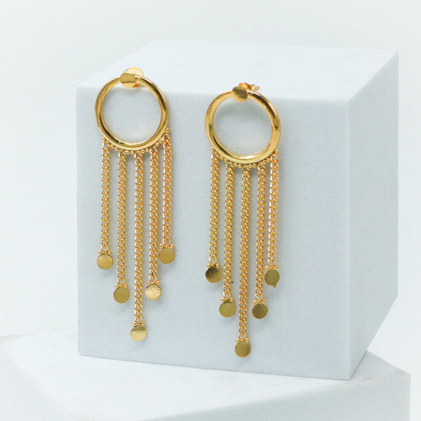 Silver Chain Earring |  92.5 Silver | 22K Gold Plated