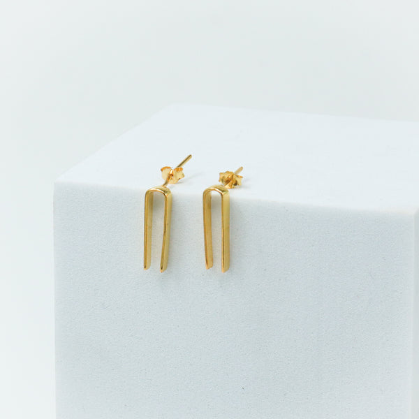 Silver Workwear Earrings : U |  92.5 Silver | 22K Gold Plated