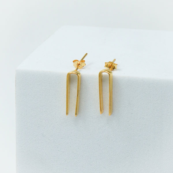 Silver Workwear Earrings : U |  92.5 Silver | 22K Gold Plated