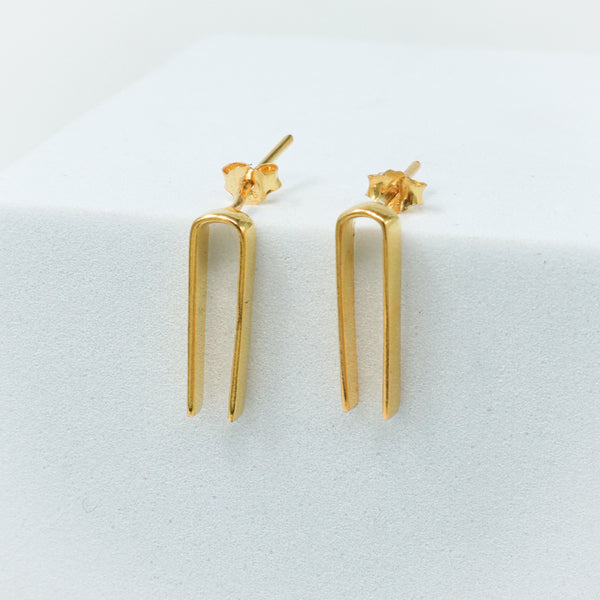 Silver Workwear Earrings : U |  92.5 Silver | 22K Gold Plated