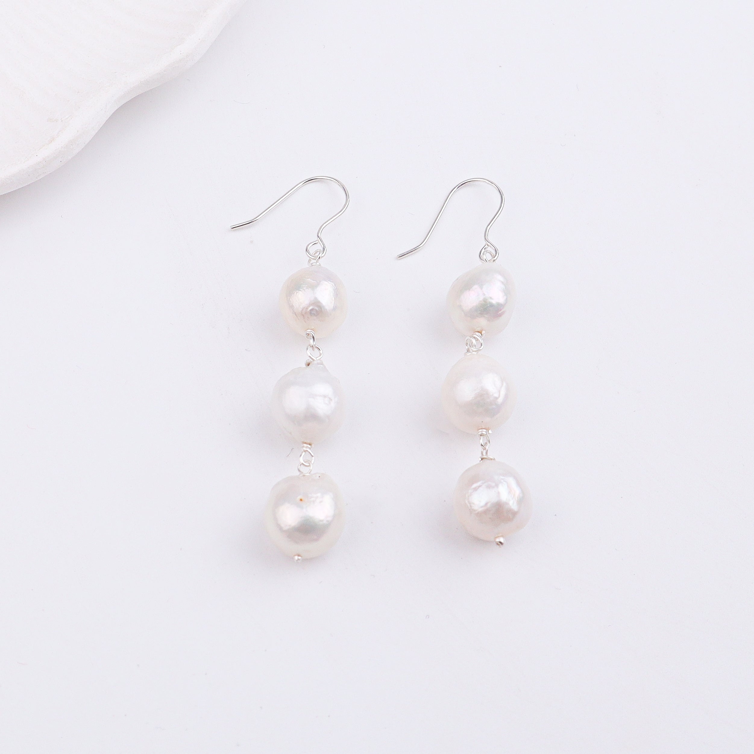 Baroque Pearl Silver Earrings (Project Handmade)