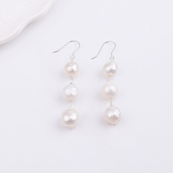 Baroque Pearl Silver Earrings (Project Handmade)