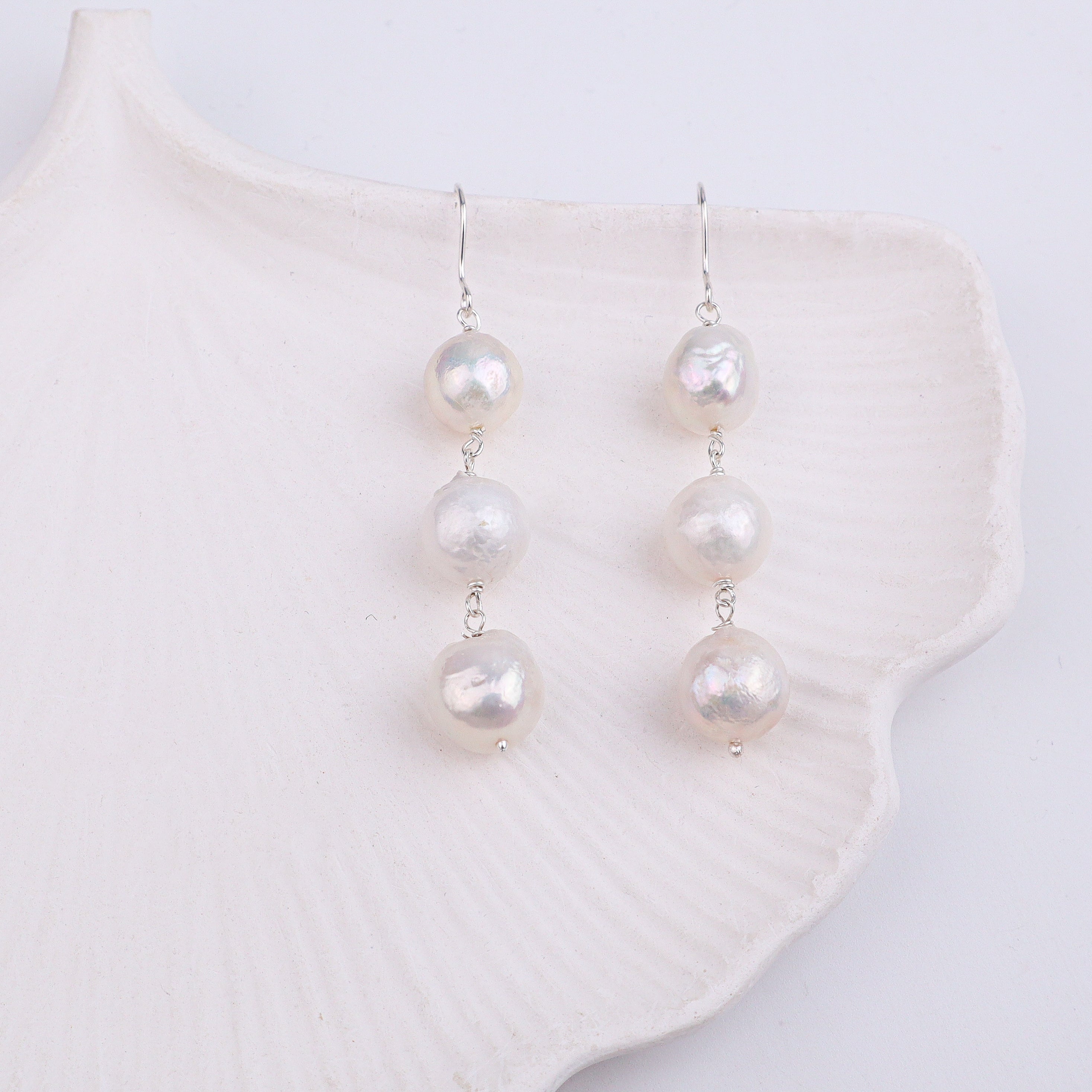 Baroque Pearl Silver Earrings (Project Handmade)
