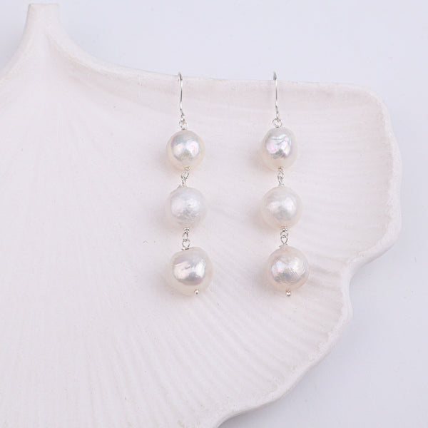 Baroque Pearl Silver Earrings (Project Handmade)