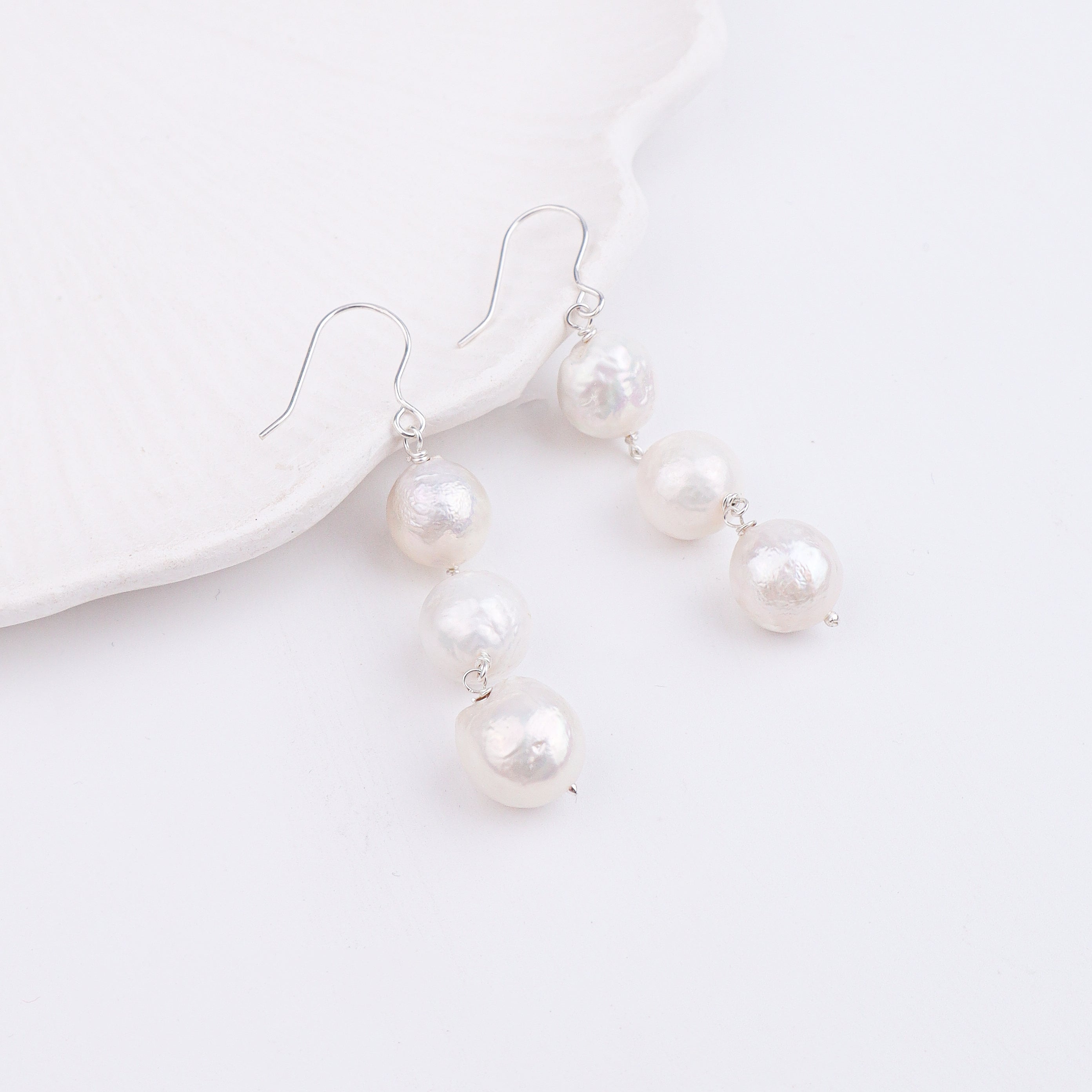 Baroque Pearl Silver Earrings (Project Handmade)