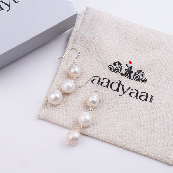 Baroque Pearl Silver Earrings (Project Handmade)