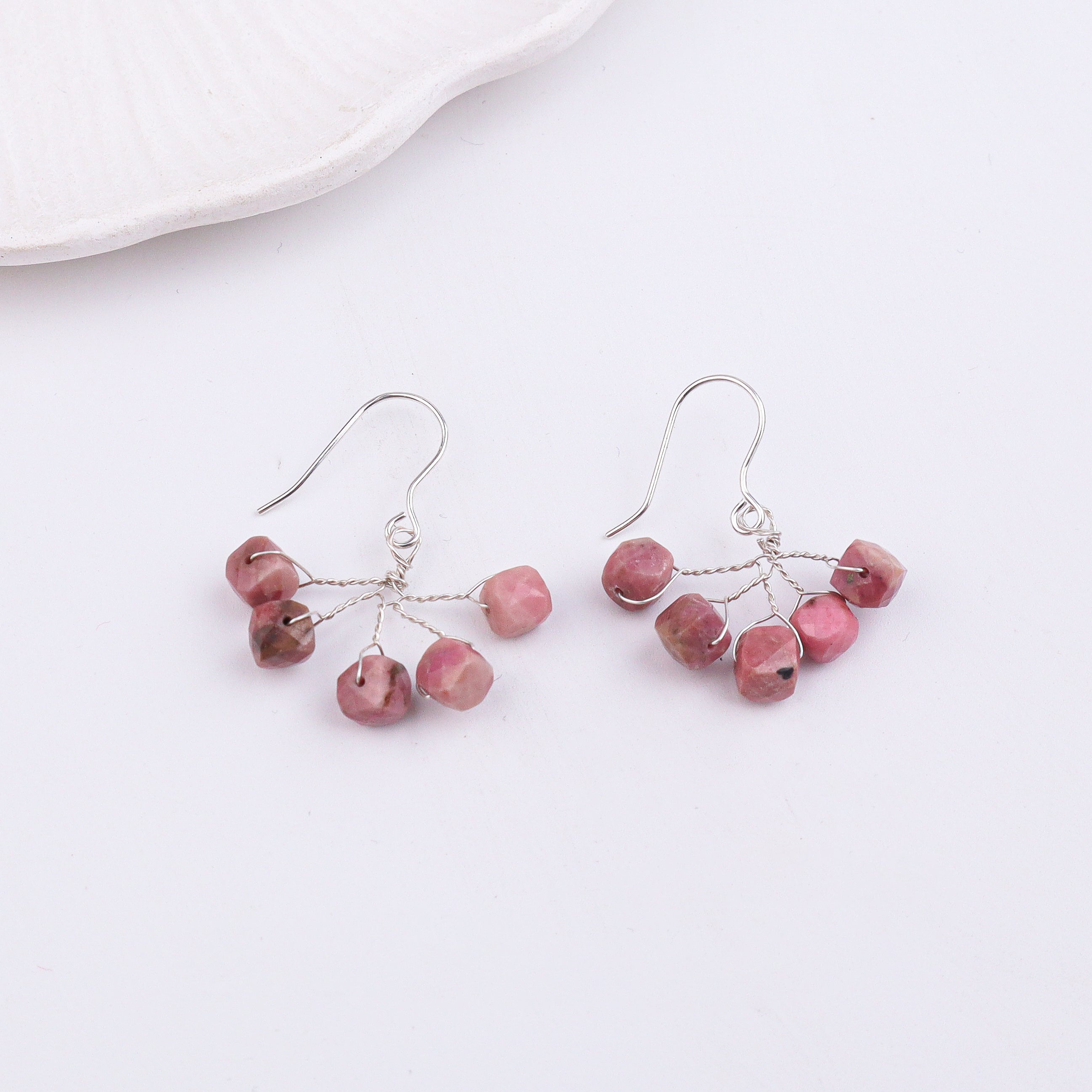 Rose Quartz Silver Earrings (Project Handmade)