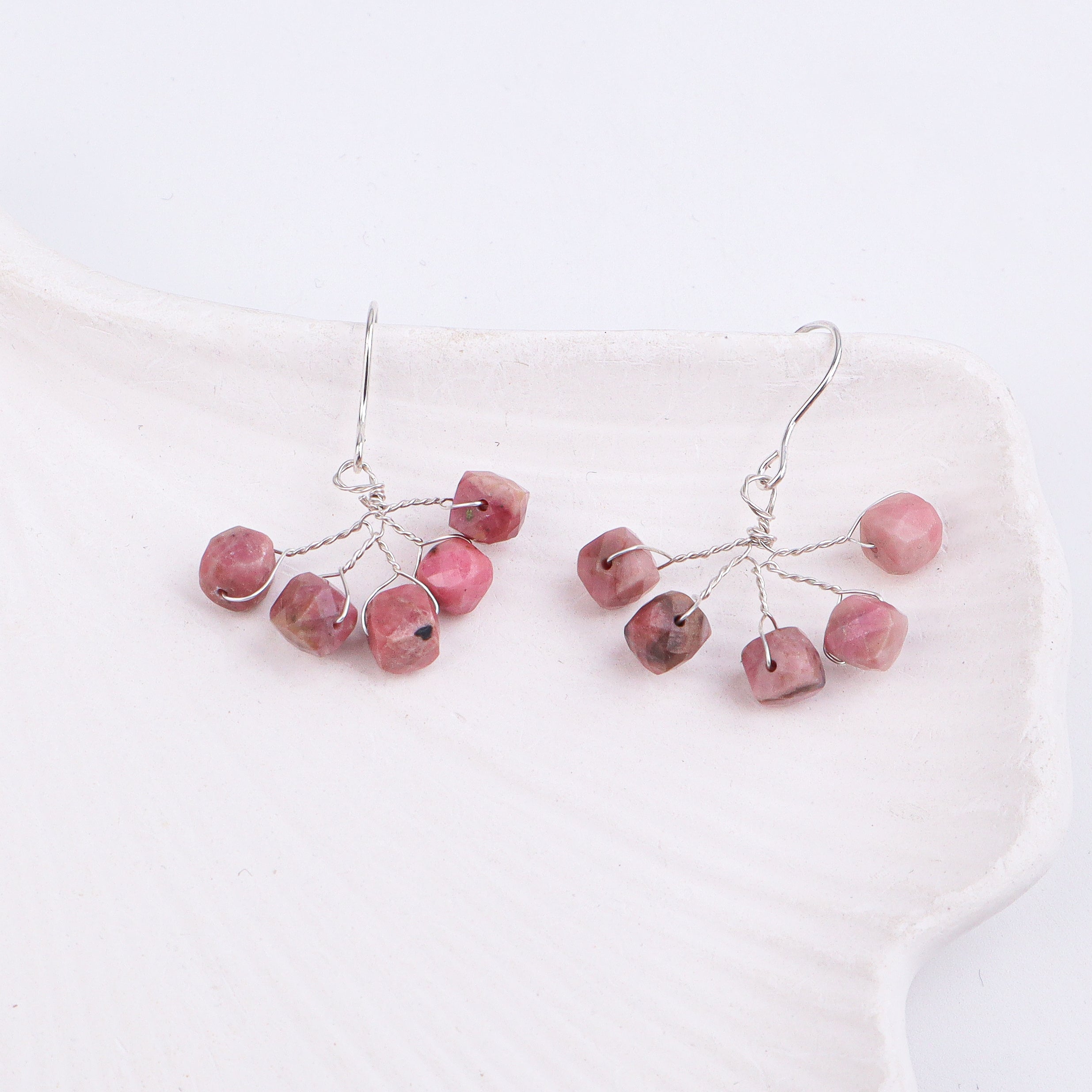 Rose Quartz Silver Earrings (Project Handmade)