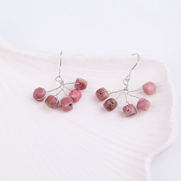 Rose Quartz Silver Earrings (Project Handmade)