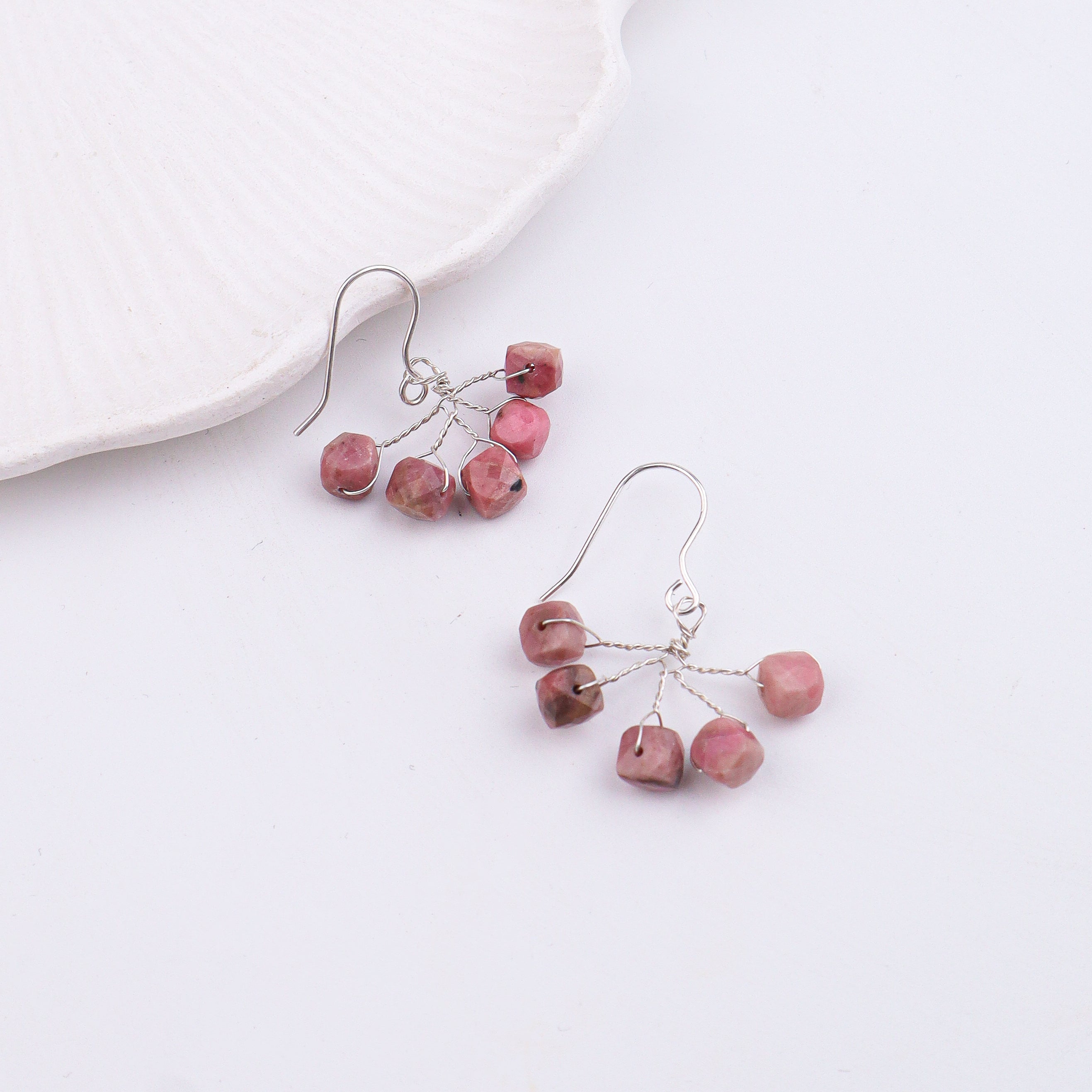 Rose Quartz Silver Earrings (Project Handmade)