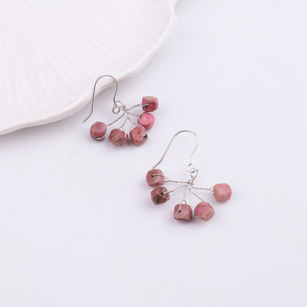 Rose Quartz Silver Earrings (Project Handmade)
