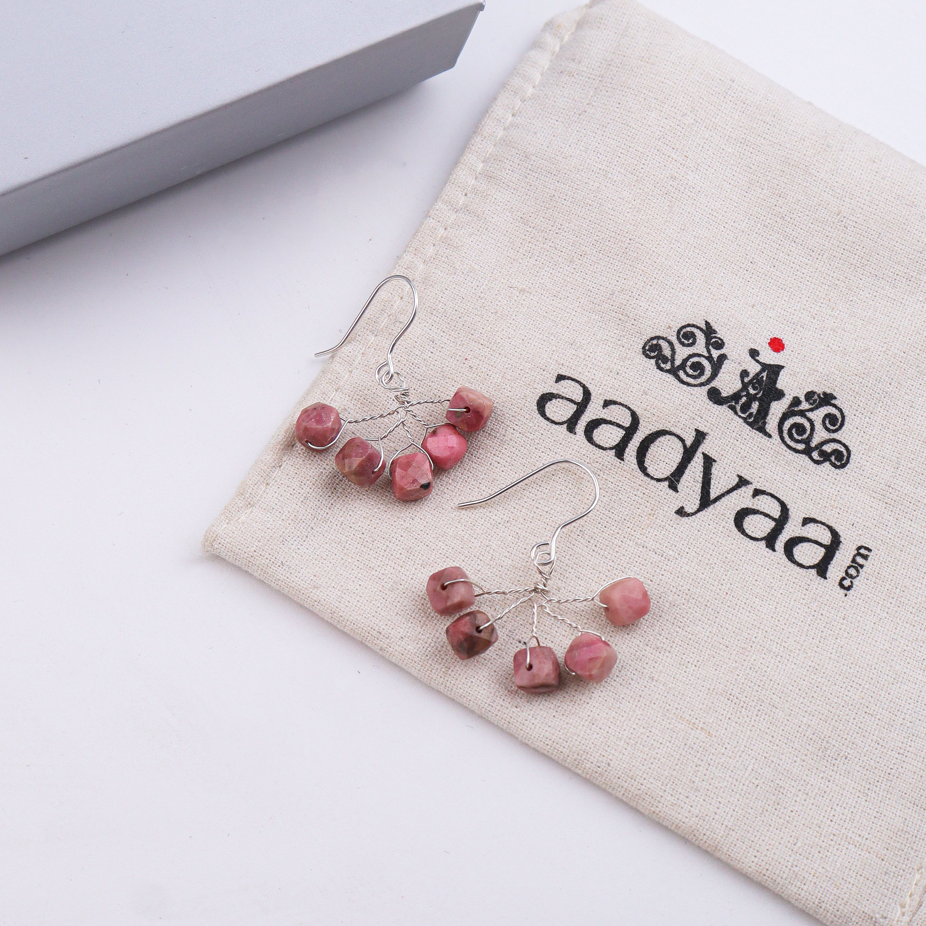 Rose Quartz Silver Earrings (Project Handmade)