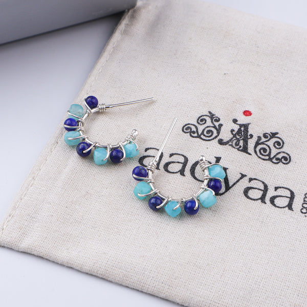 Blue Jade & Lapis Lazuli Hoops (Project Handmade)