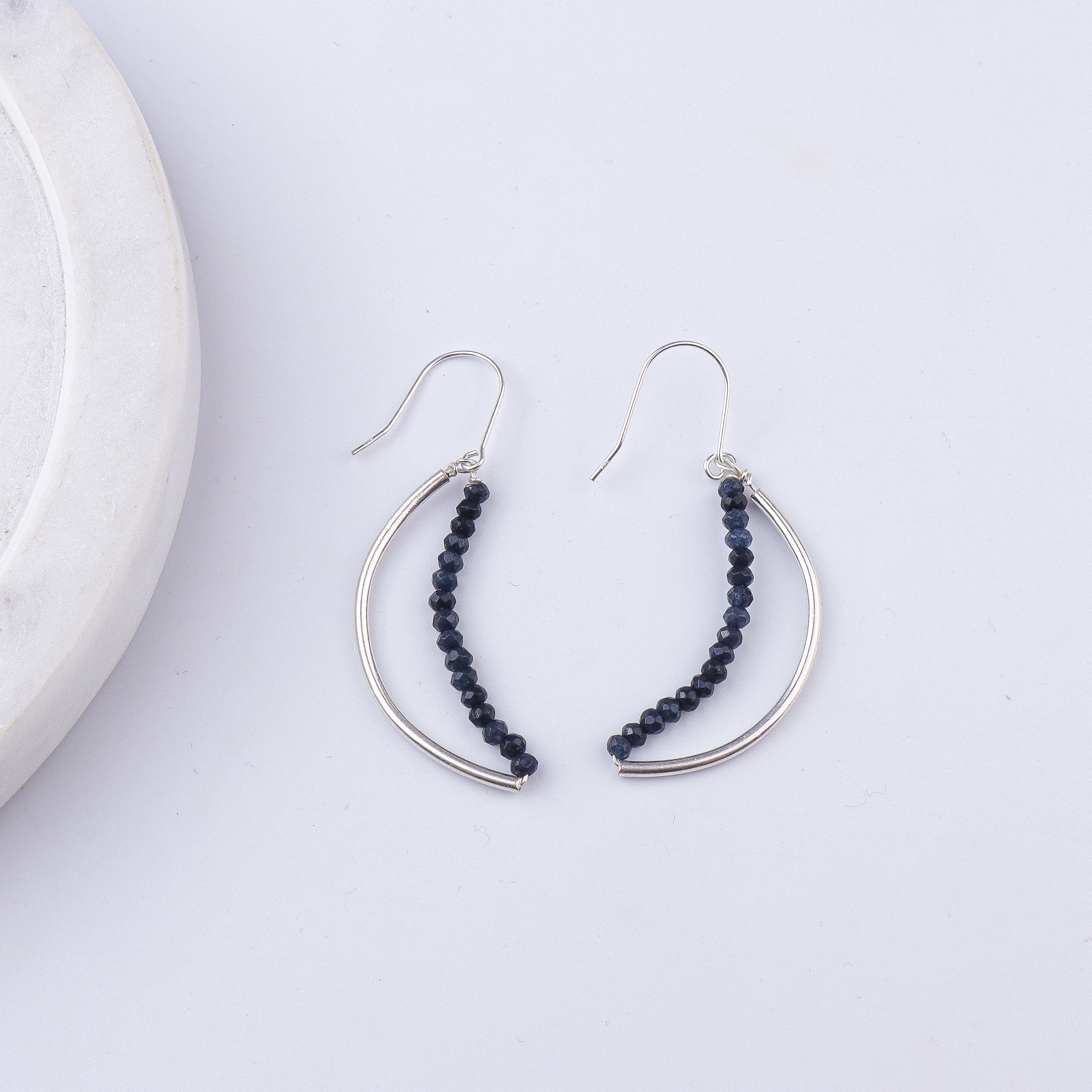 Blue Jade Crescent Hoops (Project Handmade)