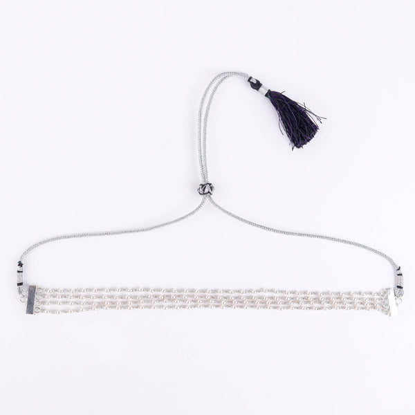 Pearl Ganthan Choker front view in 92.5 sterling silver