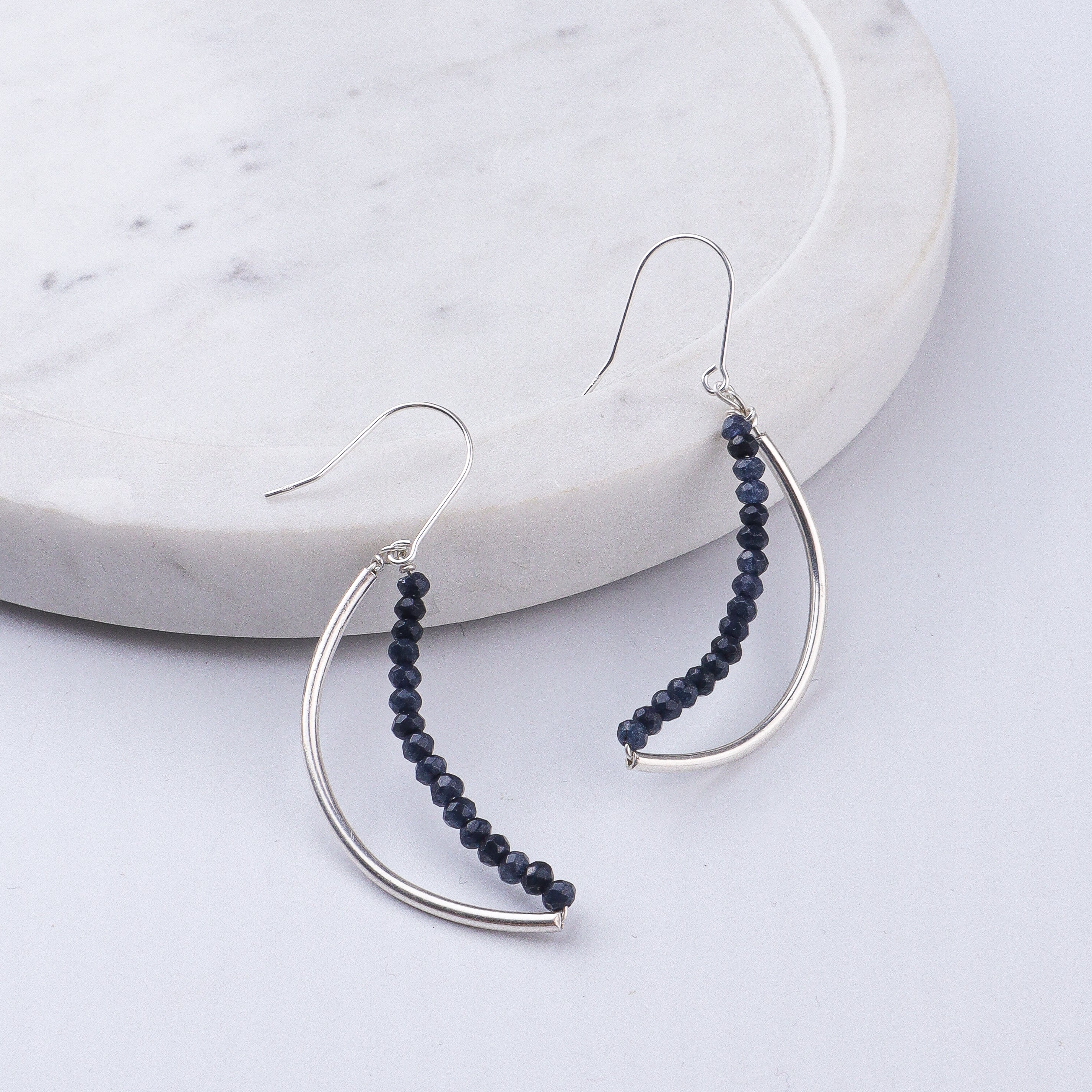Blue Jade Crescent Hoops (Project Handmade)