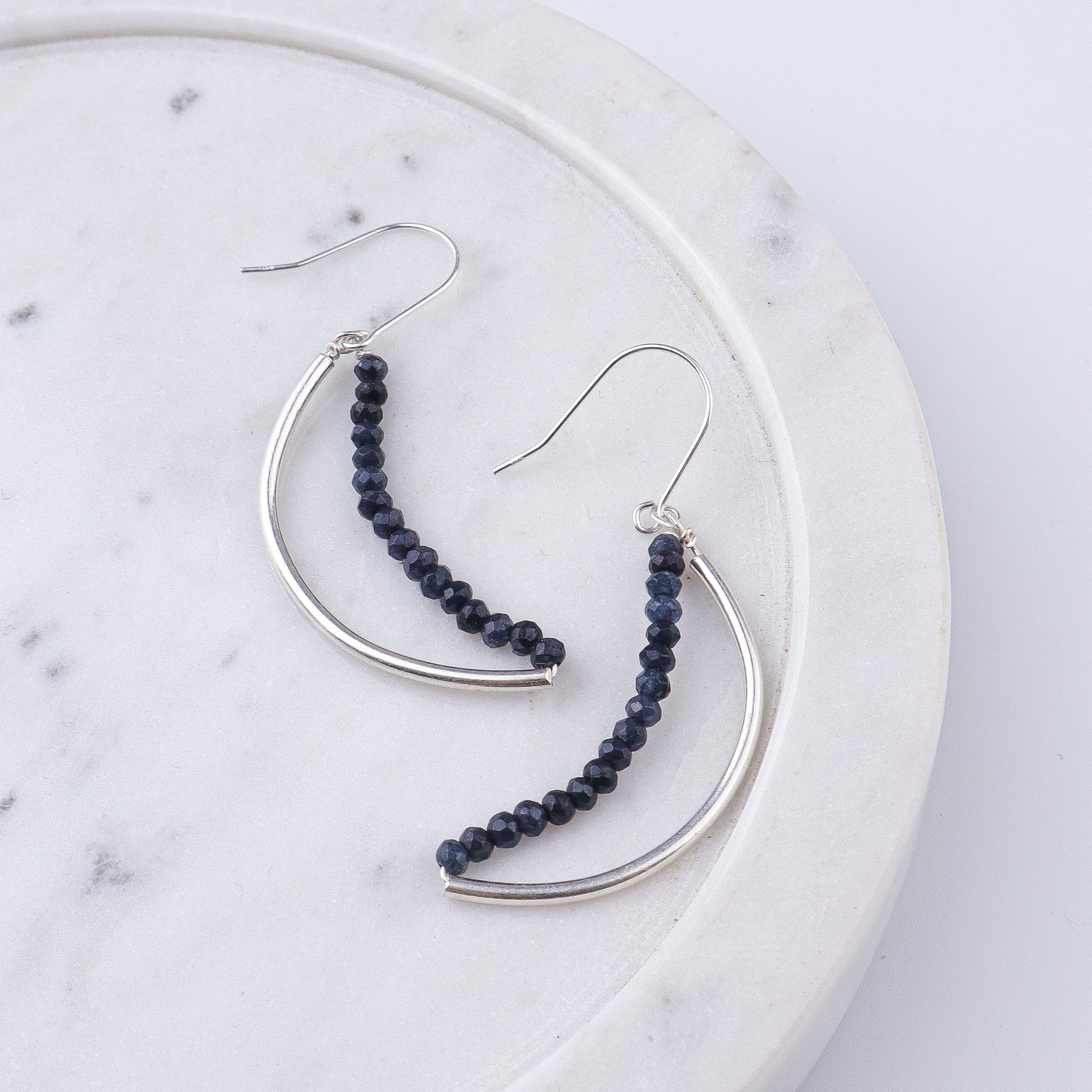 Blue Jade Crescent Hoops (Project Handmade)